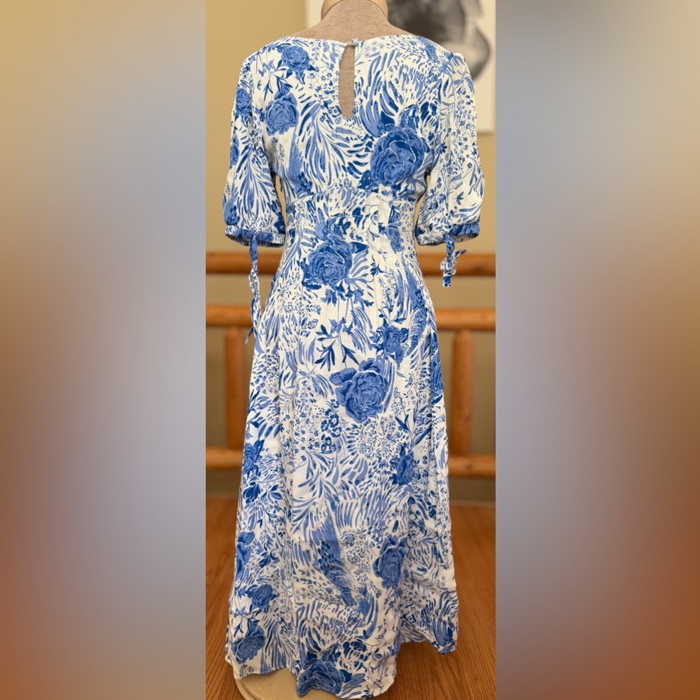 Free People “Forever Always” Floral Midi Dress Blue & White Size 0 - Picture 10 of 16